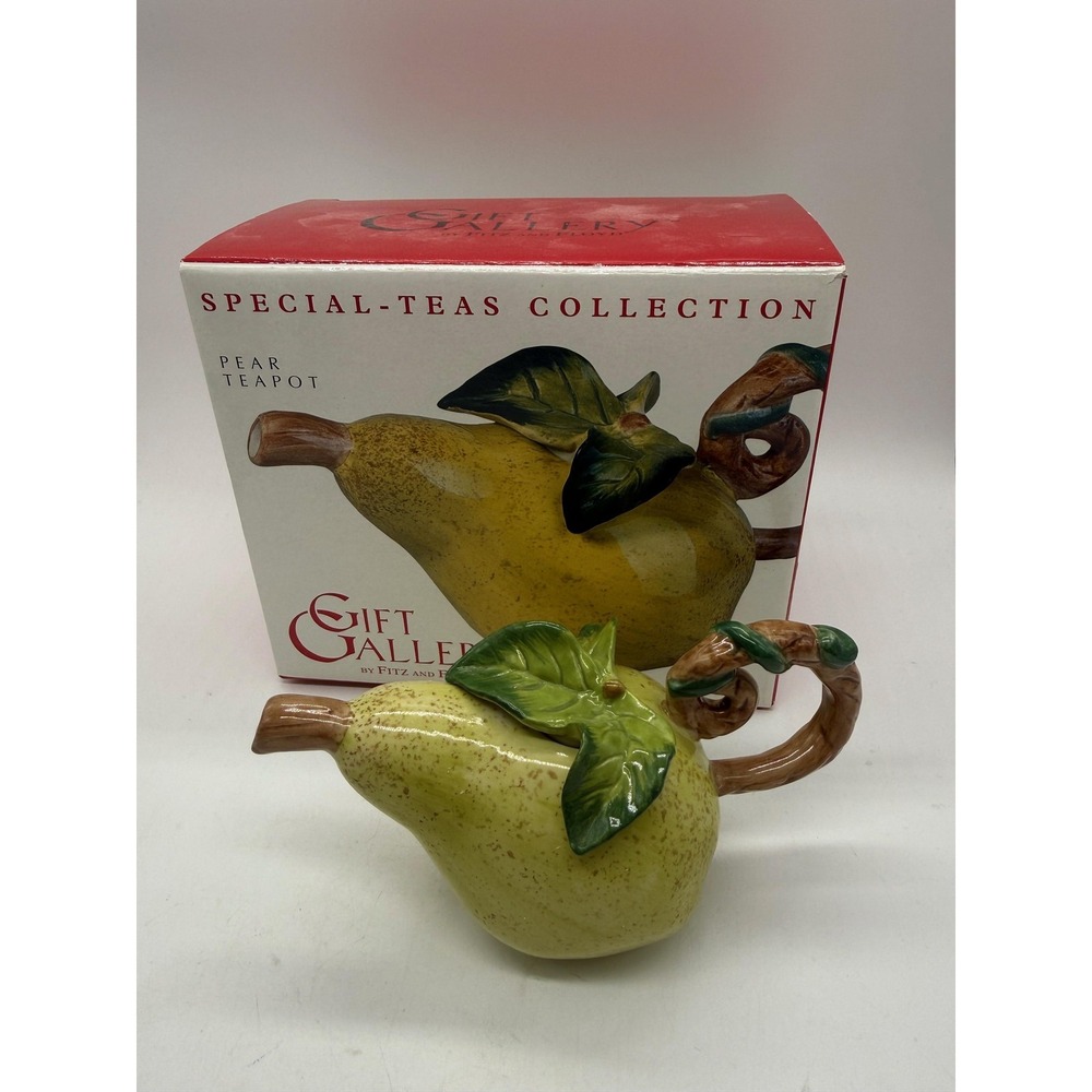 Gift‎ Gallery By Fitz And Floyd Pear Mini Teapot Yellow Porcelain Hand Painted